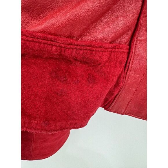 Zac Posen Target Leather Suede Moto Jacket Red Woman’s Bomber Size large - Picture 6 of 10